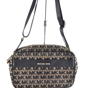 美品 Michael Kors マイケルコース ショルダーバッグ 肩掛けかばん キャンバス レザー ブラウン 茶色 総柄 柄あり ロゴ α4G5395