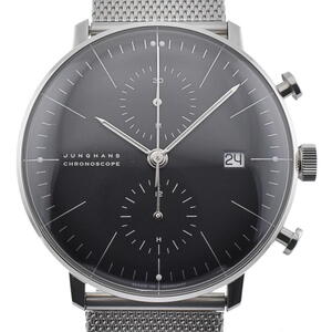 ユンハンス JUNGHANS 027 4601 02M マックス・ビル クロノスコープ デイト 自動巻き メンズ 美品 箱付き K#134117