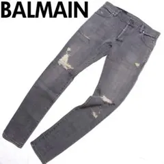 現行タグ BALMAIN バルマン ダメージ加工 スキニー デニム 31 グレー