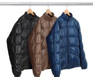 希少★新品本物【茶★Lサイズ】★Leather Down Jacket レザー ダウン ジャケット 正規店購入 激レア 極少 限定品 名作 入手困難 Supreme