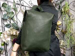 ●超美品●土屋鞄製造所●トーンオイルヌメ ソフトミディアムバックパック●カーフ レザー●リュックサック●ダークグリーン●A4●Js51997