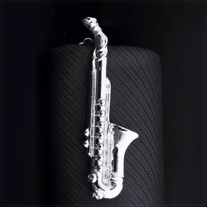 [Tie Pin] Silver Saxophone シルバー サックス サクソフォン 楽器 デザイン タイクリップ ネクタイピン