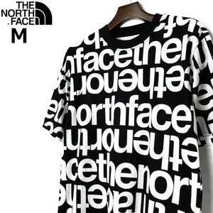 1円～!売切!【正規新品】THE NORTH FACE◆S/S ALL OVER PRINT BOX FIT TEE 半袖 Tシャツ US限定 登山 上質 男女兼用(M)黒 総柄 180902-32