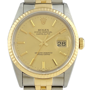 ロレックス ROLEX デイトジャスト 16233 腕時計 SS YG 自動巻き シャンパンゴールド メンズ 【中古】