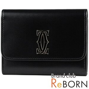 【未使用品】Cartier/カルティエ　C ドゥ カルティエ ミニウォレット/コンパクトウォレット/二つ折財布　カーフスキン　ブラック　L3001909