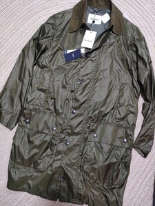 新品 定価37400 Barbour バブアー BORDER SHIPS 別注 軽量ナイロン 34 セージ グリーン メンズ 