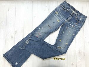 CHAPS JEANS レディース ダメージ加工 ブーツカット デニムジーンズパンツ M 紺