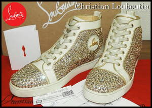 激レア Christian Louboutin ルイススワロ 白 金 クリスチャンルブタン 完売品 メンズ 41 ハイカット スニーカー ゴールド スタッズ 靴