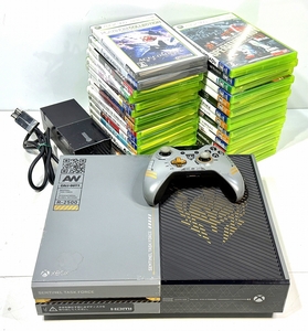 マイクロソフト 中古ゲーム機 XBOX ONE本体(コールオブデューティ仕様)+360用ソフト30本セット、修理前提・ジャンク扱い