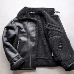 美品✨ ザラ ZARA フェイクムートンジャケット B-3 ボア ブラック XL