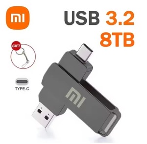 【Xiaomi】超高速3.2 TYPE-C USBメモリ 8TB 2in1 フラッシュメモリ メタルブラック マルチデバイス対応 外付け スマートフォン 車 PC TV