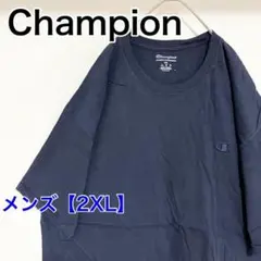 YAE38【US輸入】Champion　Tシャツ【メンズ2XL】半袖　ネイビー