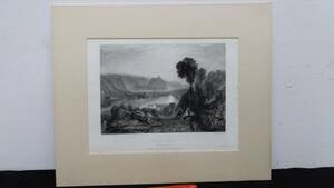 【真作 J.M.W.Turner(ターナー)/銅版画5】『Prudoe Castle』●イギリスロマン主義●縦33.5×横40.5㎝●検)リトグラフ/水彩画/風景画