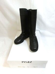 ピサ PISaZ ロングブーツ 1369 ブラック 22.5cm ヒール高さ3cm 筒丈29cm 筒周り33cm 箱付 日本製 経年劣化あり 中古 ■