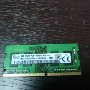 ノート用メモリ4GB/DDR4 PC4-2666V HMA851S6CJR6N hynix 動作確認済②