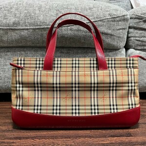 バーバリー BURBERRY ハンドバッグ トートバッグ ノバチェック レザー キャンバス