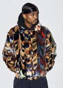 supreme Multicolor Faux Fur Bomber Jacket