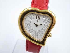 358367/①【1円スタート】YVES SAINT LAURENT イヴサンローラン YSL 40F ハートウォッチ レディース 時計 クオーツ ケース31mm