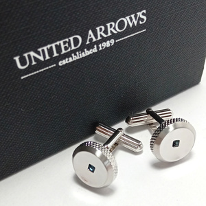 【uac594】UNITED ARROWS ユナイテッドアローズ SIAM カフス カフリンクス シルバー×グリーンストーン緑 定価8,800円 ラウンド