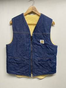 【Carhartt カーハート】 US1008 80’s Boa Lined Denim Vest ボアラインデニムジャケット M ネイビー ダックベストヴィンテージ 2409oki k