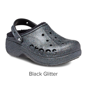 23cm クロックス バヤ プラットフォーム ラインド グリッター クロッグ ブラック BayaPlatformLinedGlitterClog crocs W7 Black Glitter