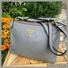 ✨極美品✨PRADA プラダ  ショルダーバッグ  レザー グレー