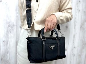 美品 PRADA プラダ ハンドバッグ バッグ パテントレザー 黒 79088Y