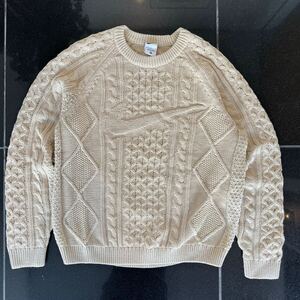 NIKE スウッシュ編み込み ケーブルニット L AS M NL CABLE KNIT SWEATER LS RATTAN ジョーダン TRAVIS ゴルフ セーター アランニット