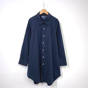 【XXLサイズ 90s】POLO RALPH LAUREN ポロラルフローレン MARLOWE ストレッチ シャツワンピース ネイビー 紺 長袖 DA5100