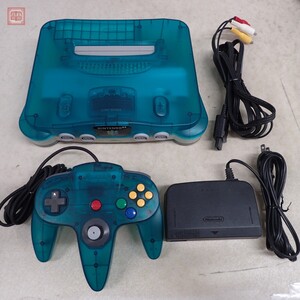 動作品 N64 ニンテンドウ64 本体 NUS-001 クリアブルー Clear Blue 任天堂 Nintendo AC/AVケーブル/コントローラ付【20