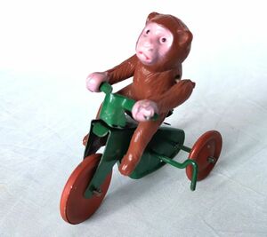 オキュパイドジャパン　ネジ巻　三輪車に乗るモンキー　作動品