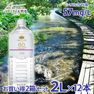 三島のシリカ水60プラス 2L×12本 シリカウォーター プレミアム天然水 断水対策 備蓄用 ペットボトル 国産ミネラルウォーター