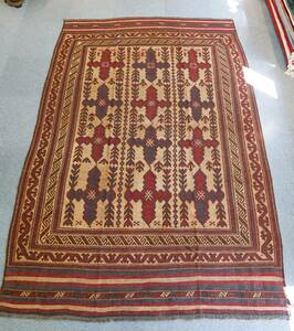 ペルシャ絨毯 スマック キリム 手織り絨毯 size:277×182cm リビングラグ