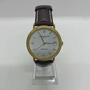 TM☆FREDERIQUE CONSTANT フレデリック コンスタント 自動巻き ホワイト文字盤 ゴールド デイト メンズ 裏スケ 稼動品☆