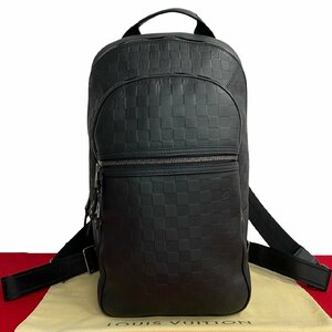 ほぼ未使用 LOUIS VUITTON ルイヴィトン ミカエル ダミエ アンフィニ レザー リュックサック バックパック デイパック ブラック 26213