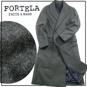 新品 【FORTELA / フォルテラ】 イタリア製 ダブルチェスターコート 44 定価11万8800円 グレー 厚手 メルトン 秋冬 ★310123 コート