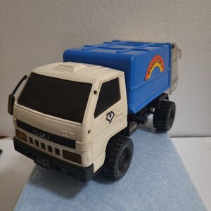 昭和当時物 トイコー フリクション ミニエルフシリーズ 清掃車 4代目エルフ ISUZU ELF 日本製 NHR55E TOYCO エルフパッカー車 全長約２８cm