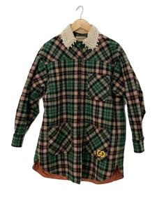 GUCCI◆Tartan With GG Wool Shirt/コート/38/ウール/GRN/チェック/711716 ZAKX9