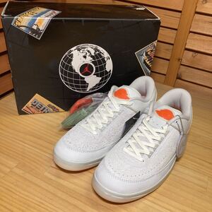 M1 △632未使用品【NIKE ナイキ】箱 タグ 替え紐 キーホルダー付 DV7128-110 AIR JORDAN 2 RETRO LOW SP ホワイト/セイル SIZE US 10