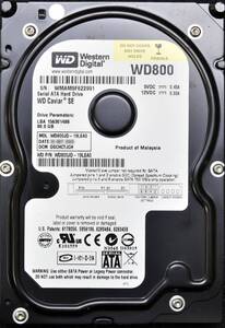 WESTERN DIGITAL WD800JD ディスク容量:80GB SATA300 HDD 2005年製造 (Cristal DiscInfo 正常) 使用時間 6320H (管:EH153