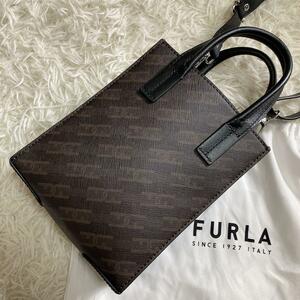 24年モデル/美品◎FURLA フルラ ハンドバッグ シリオ トートバッグ 2way ショルダーバッグ メンズ ビジネス レディース 総柄 レザー 現行