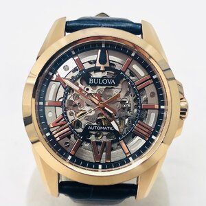 ★ BULOVA ブローバ 97A161 腕時計 自動巻き スケルトン レザーベルト 腕時計