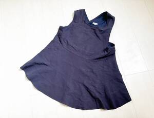 scye サイ ベスト ノースリーブカットソー クロス リネン 麻 コットン 紺 ネイビー 38 japanese label vest linen レディース △6