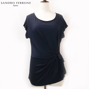 新品 SANDRO FERRONE レディース レーヨンTシャツ ネイビー