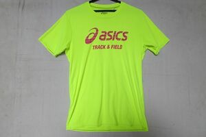 asics/アシックス/XT6380/半袖Tシャツ/TRACK&FIELD/速乾性素材/ロゴプリント/フィット感/蛍光黄/ネオンカラー/Mサイズ(10/3R6)