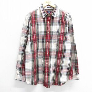 【30%OFF】XL/古着 ギャップ GAP 長袖 フランネル シャツ メンズ 00s 大きいサイズ コットン 赤他 レッド チェック 24sep24 中古 トッ 3OF