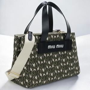 11/24はさらに+11倍 中古 ミュウミュウ トートバッグ レディース ブランド MIUMIU 2WAYトートバッグ 5BA085 2D38 F0P80 カーキ バッグ