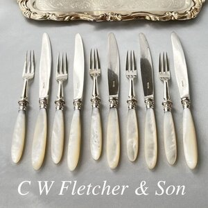 【C W Fletcher & Son 】【白蝶貝】ビクトリアン パストリーセット10本 マザーオブパール