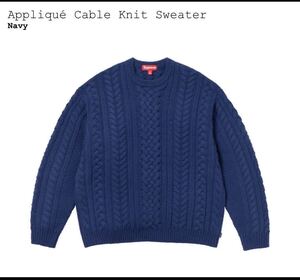 未使用に近い 即完売品 Supreme Applique Cable Knit Sweater Navy Lサイズ シュプリーム ロンハーマン 