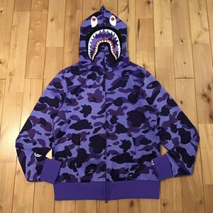 Purple camo ジャージ シャーク パーカー Mサイズ Jersey shark full zip hoodie a bathing ape BAPE エイプ ベイプ 迷彩 i809